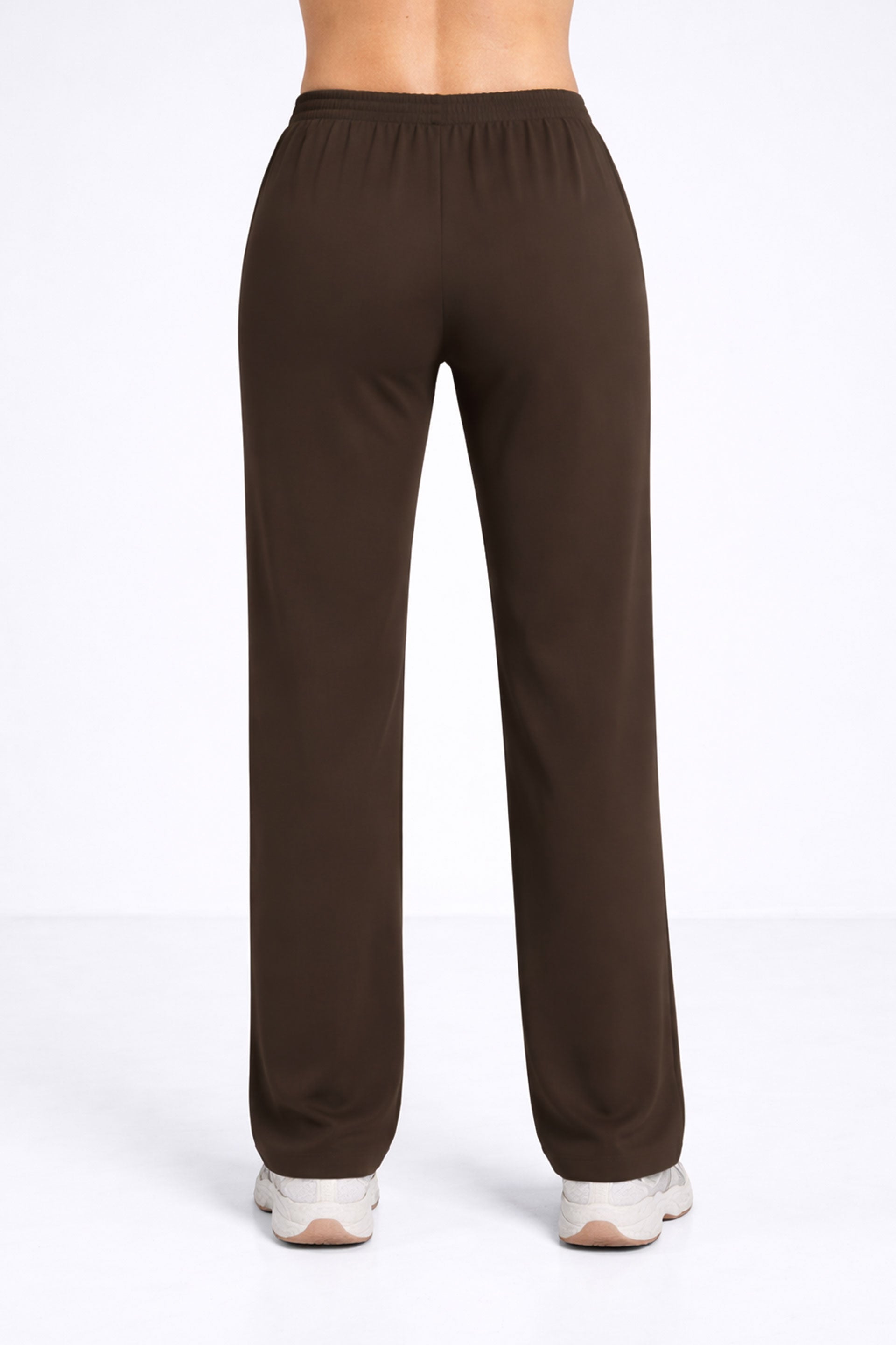 Spodnie damskie Hawaje z szerokimi nogawkami - kolor choco