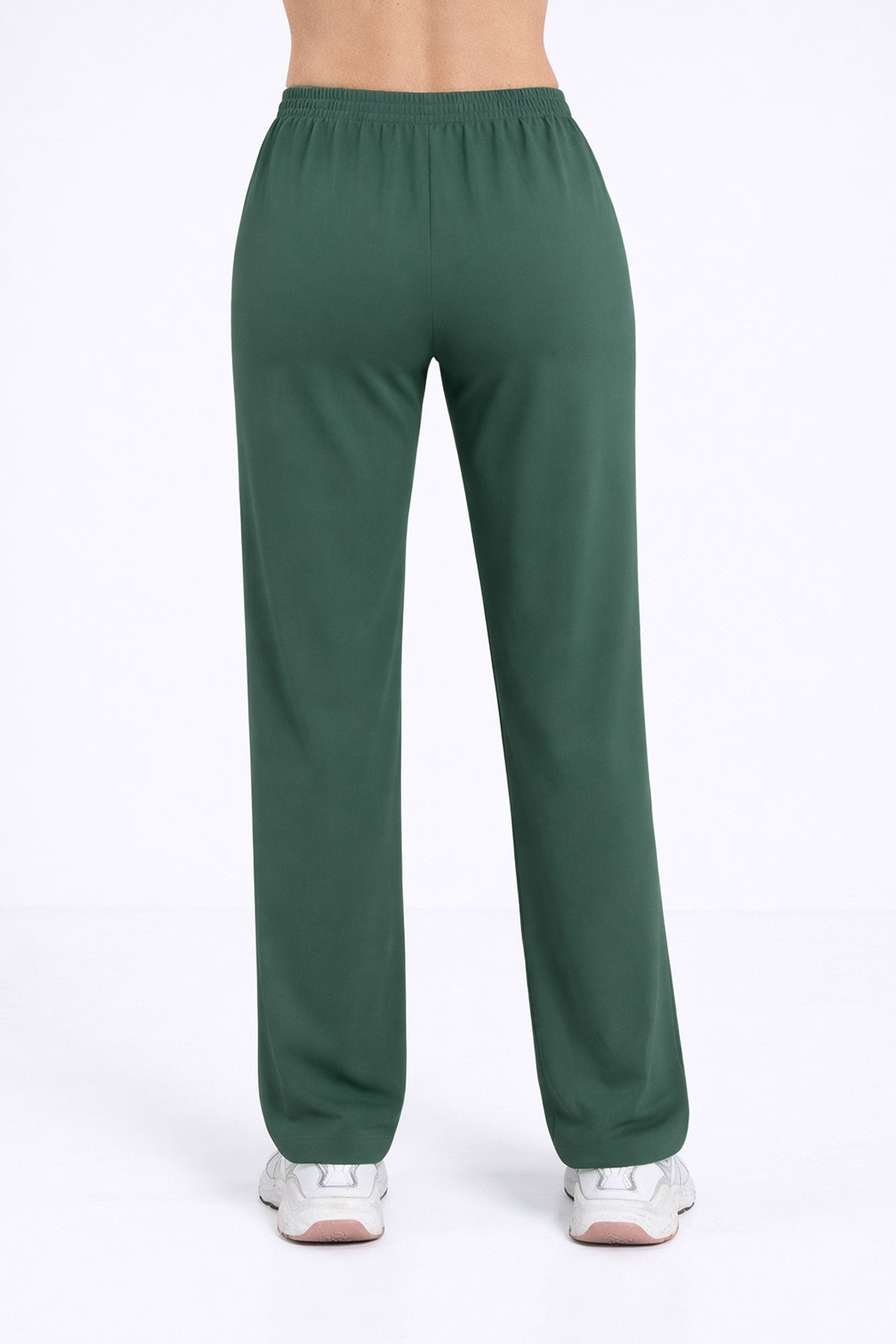 Spodnie damskie Hawaje z szerokimi nogawkami - kolor dark green