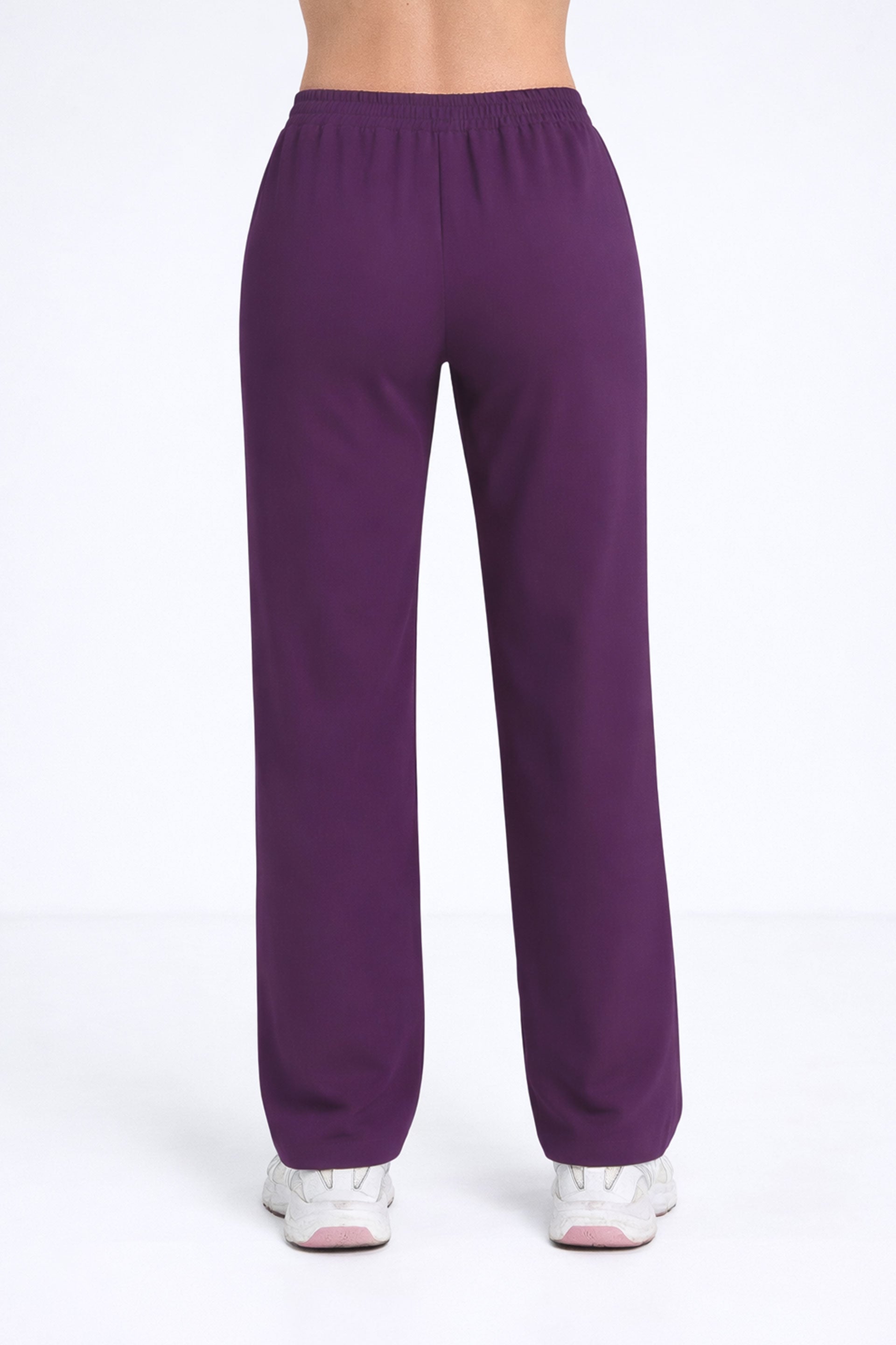 Spodnie damskie Hawaje z szerokimi nogawkami - kolor dark berry