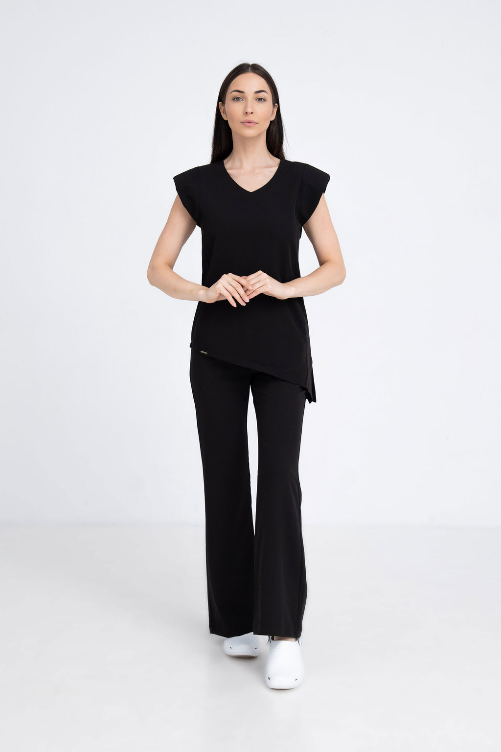 Medyczne spodnie damskie dzwony - kolor black