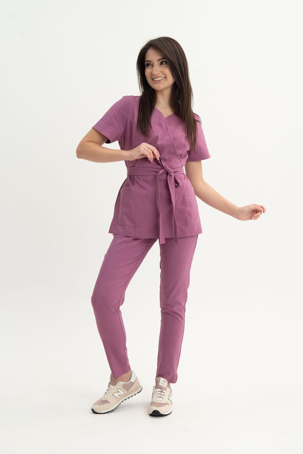 Damskie spodnie medyczne Fit - kolor rose dust