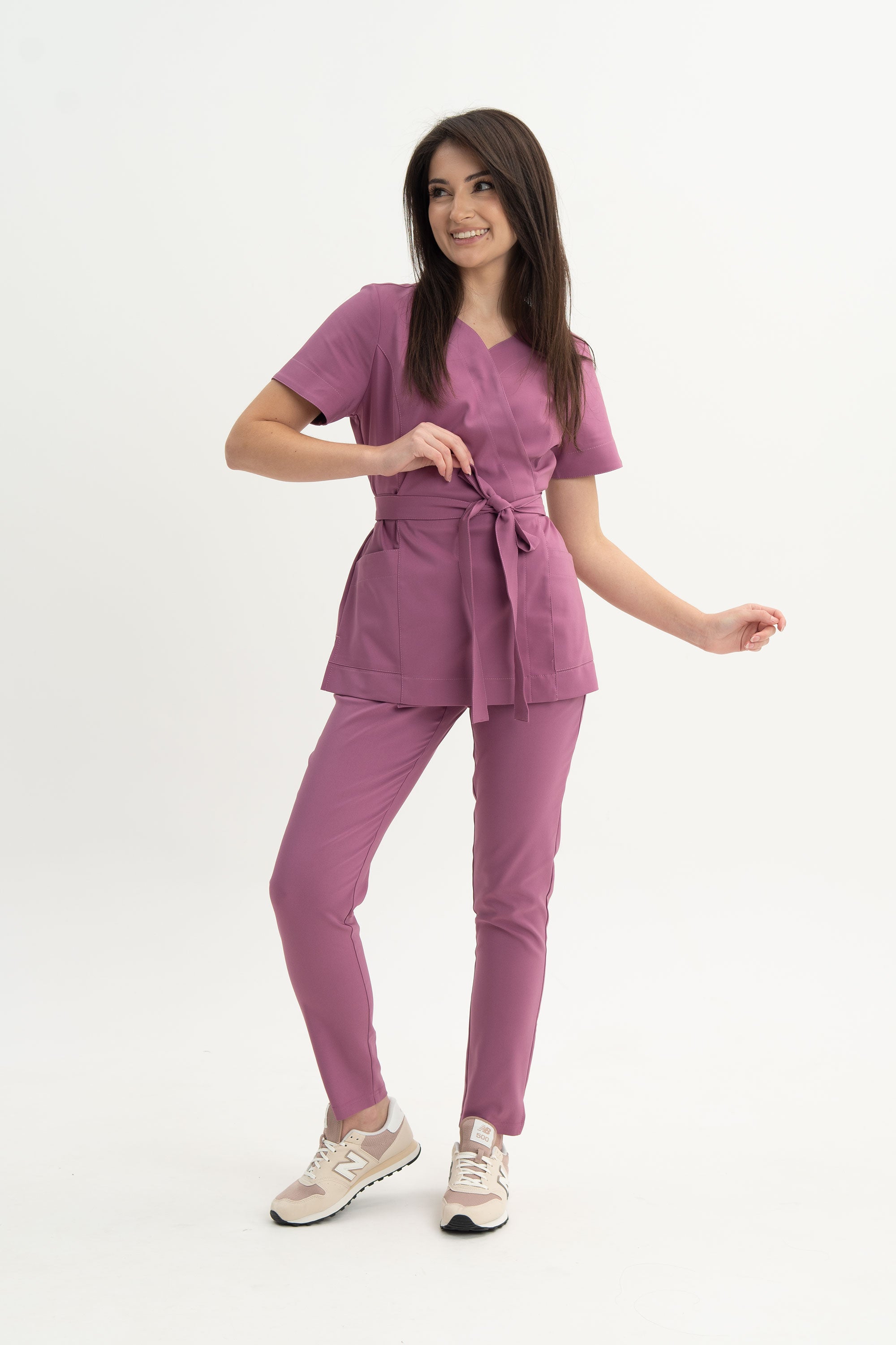 Damskie spodnie medyczne Fit - kolor rose dust