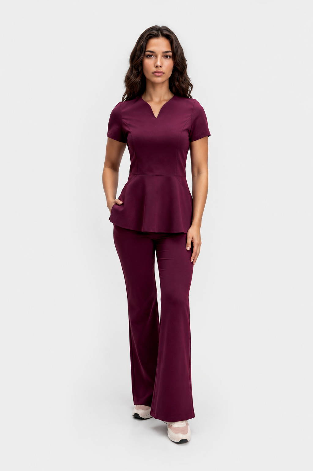 Bluza z baskinką Kate beet berry