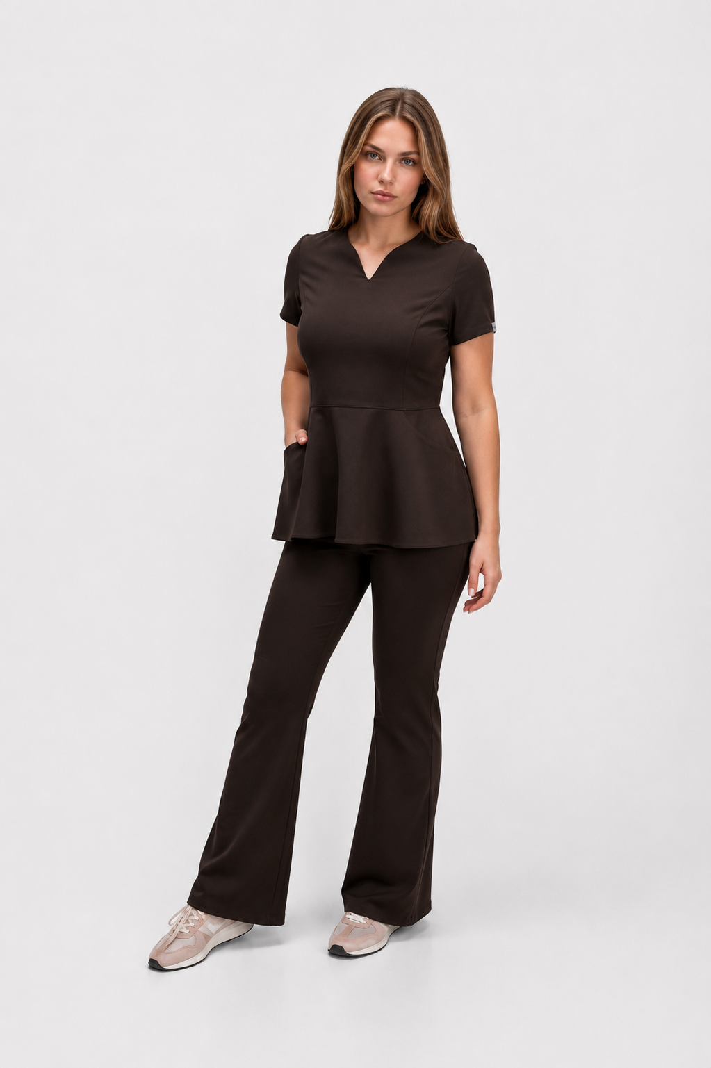Bluza z baskinką Kate choco
