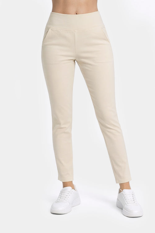 Medyczne spodnie damskie Fitness - kolor vanilla beige
