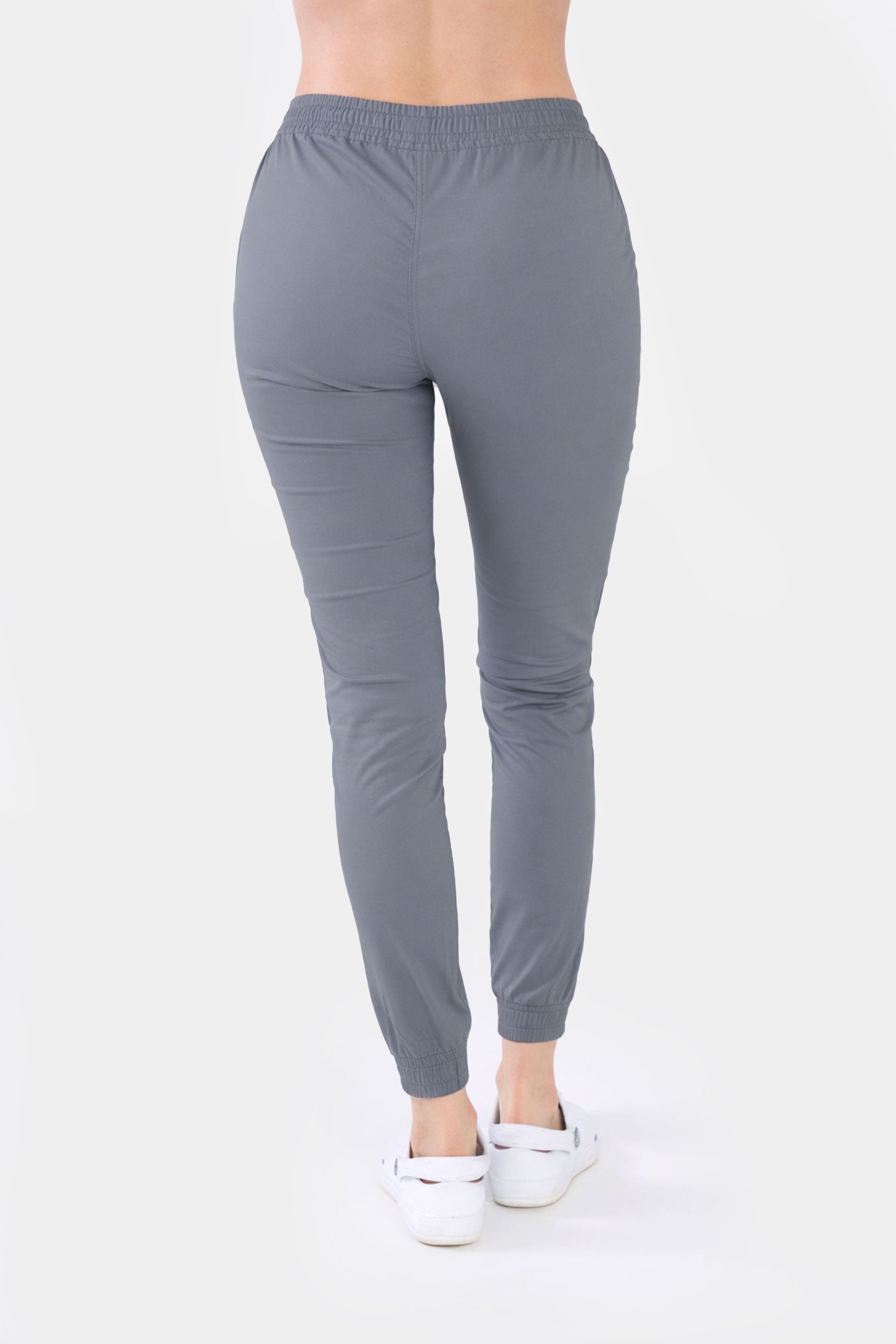 Medyczne spodnie damskie joggery - kolor popiel