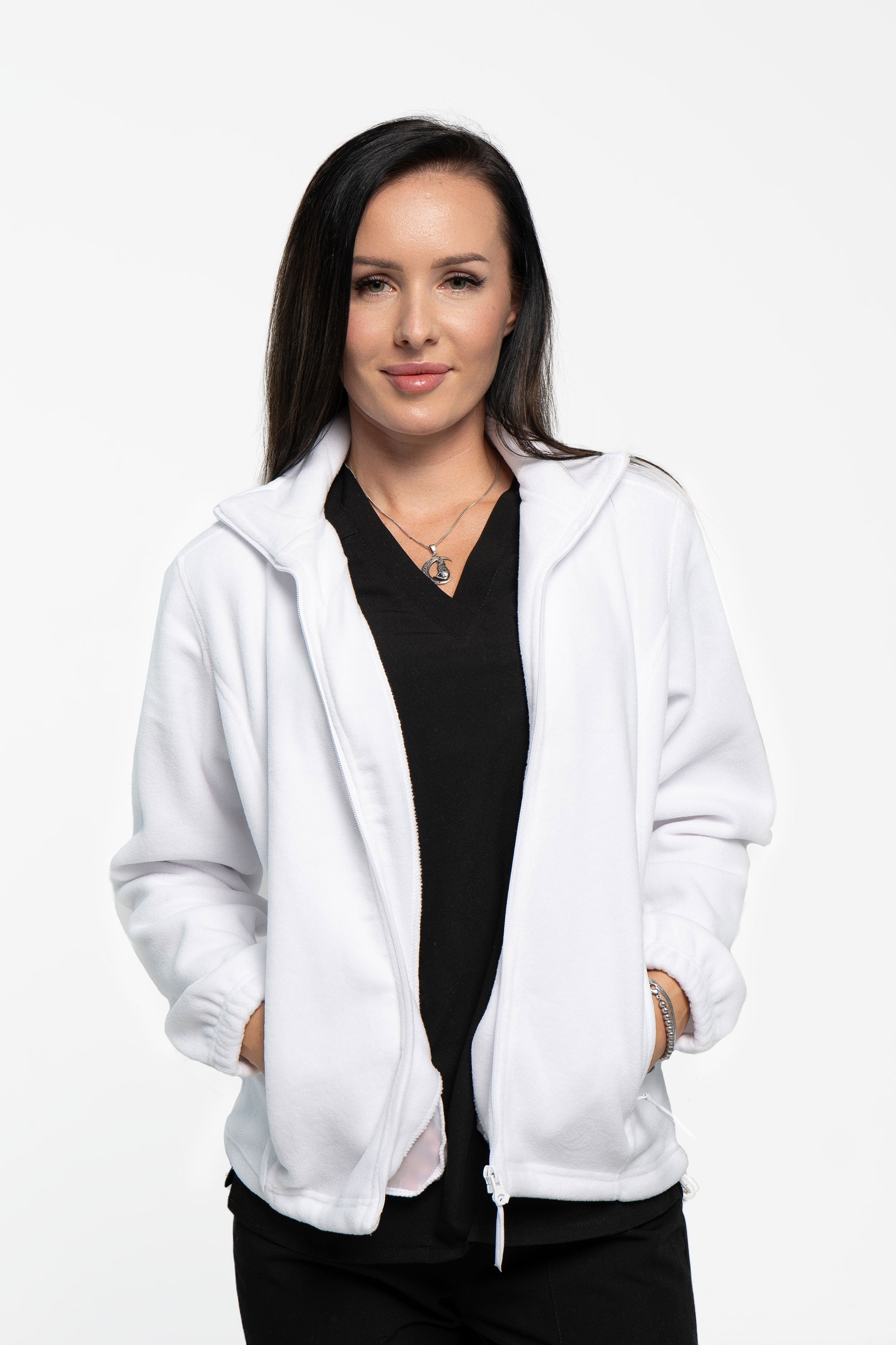 Polarowa bluza medyczna damska - kolor biały