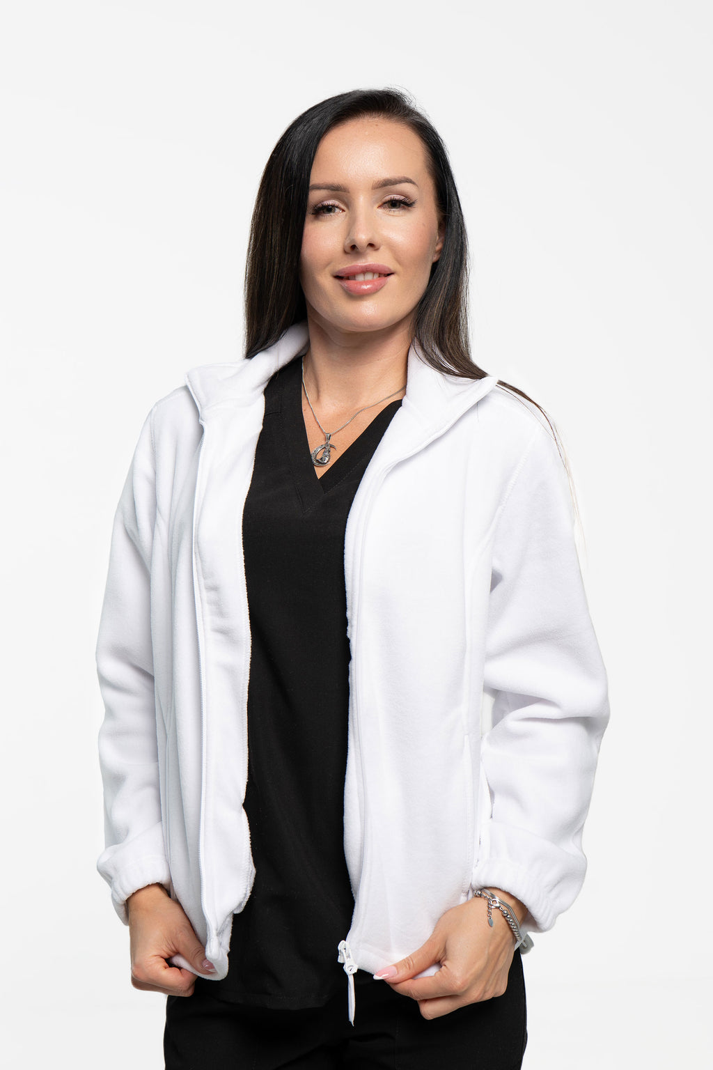 Polarowa bluza medyczna damska - kolor biały