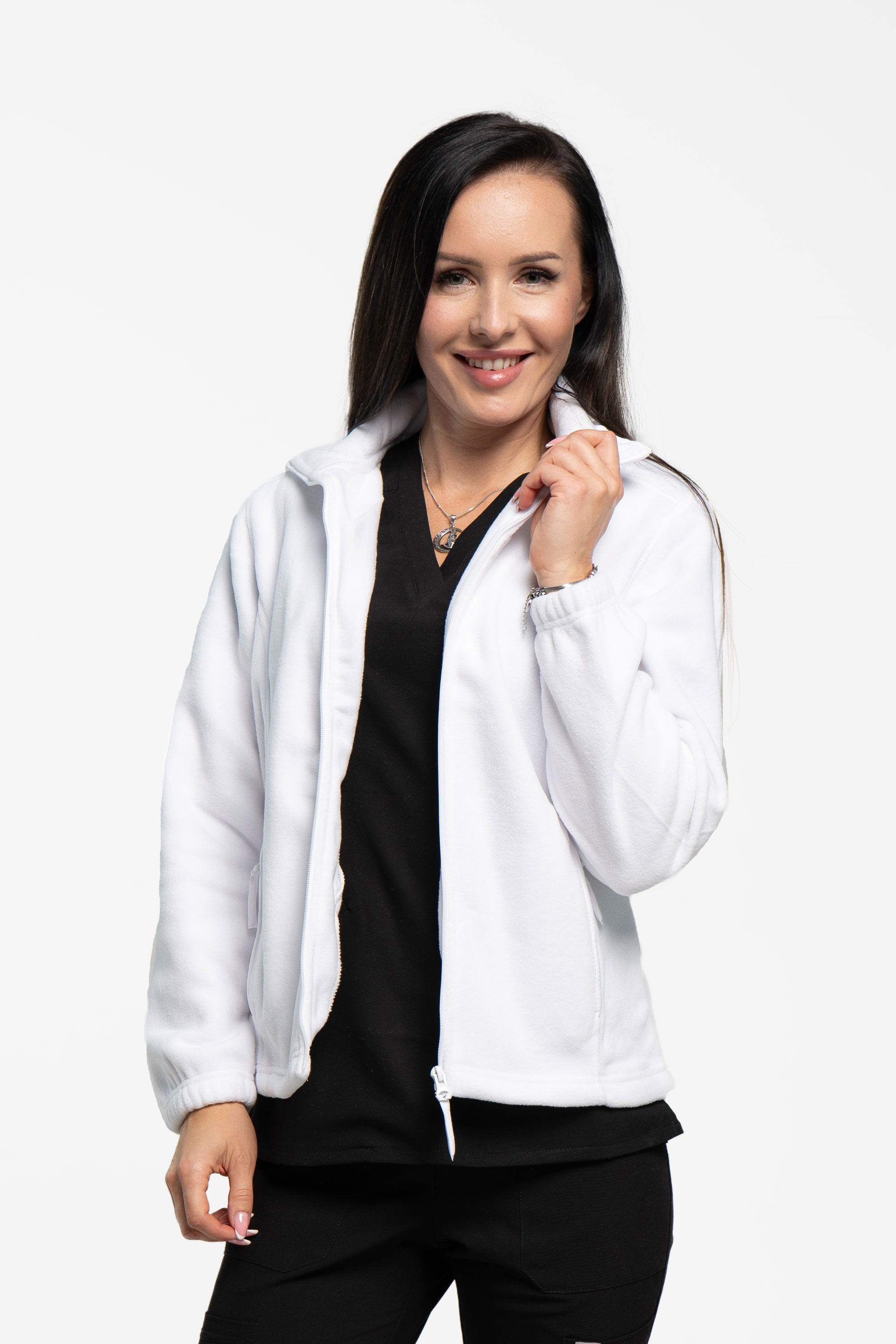 Polarowa bluza medyczna damska - kolor biały