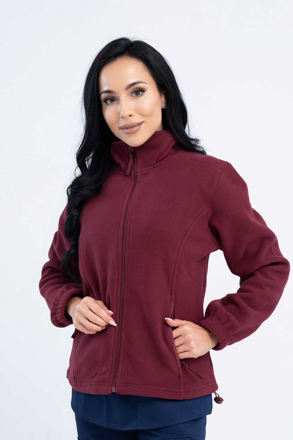 Polarowa bluza medyczna damska - kolor bordowy