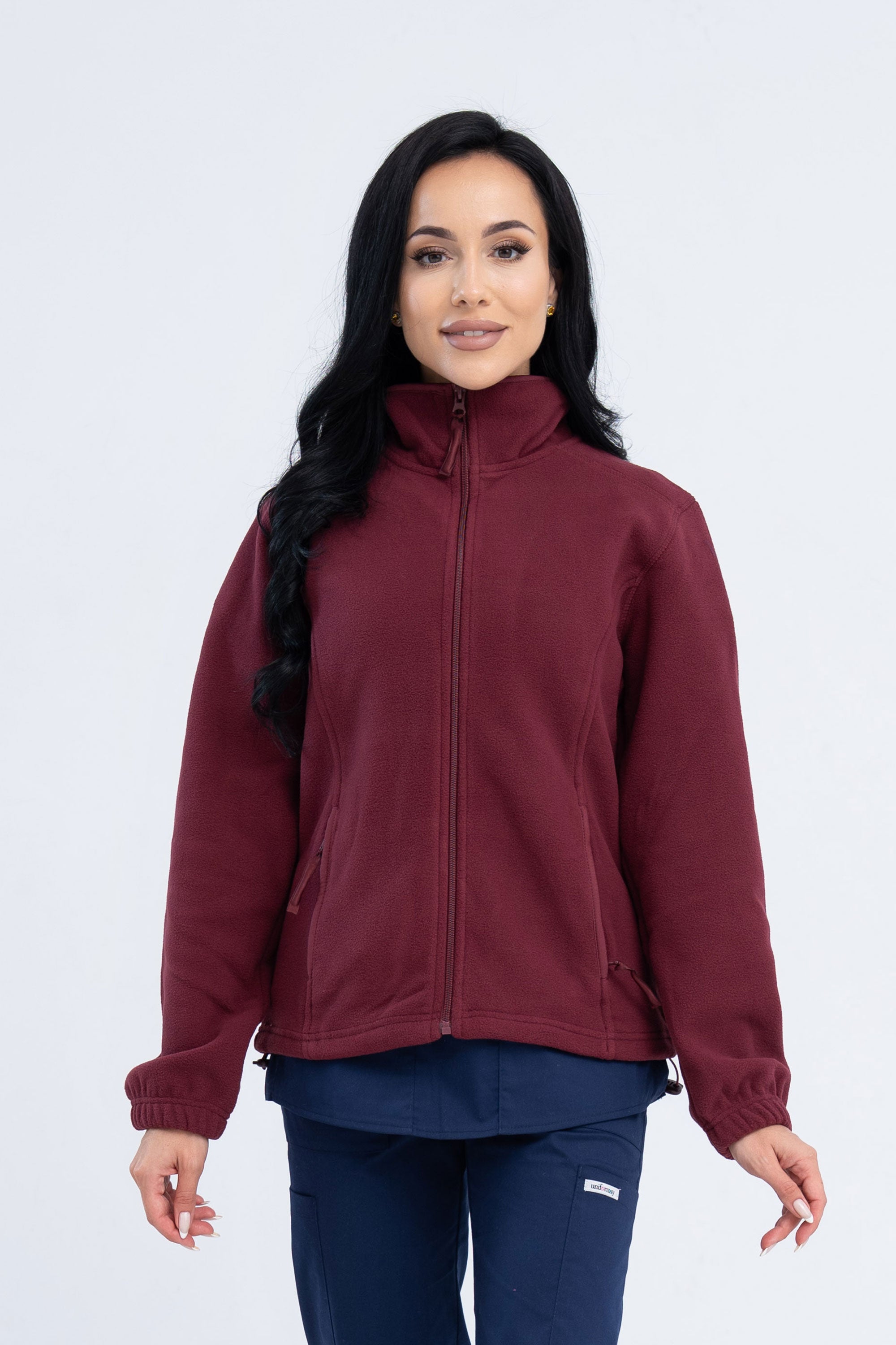 Polarowa bluza medyczna damska - kolor bordowy