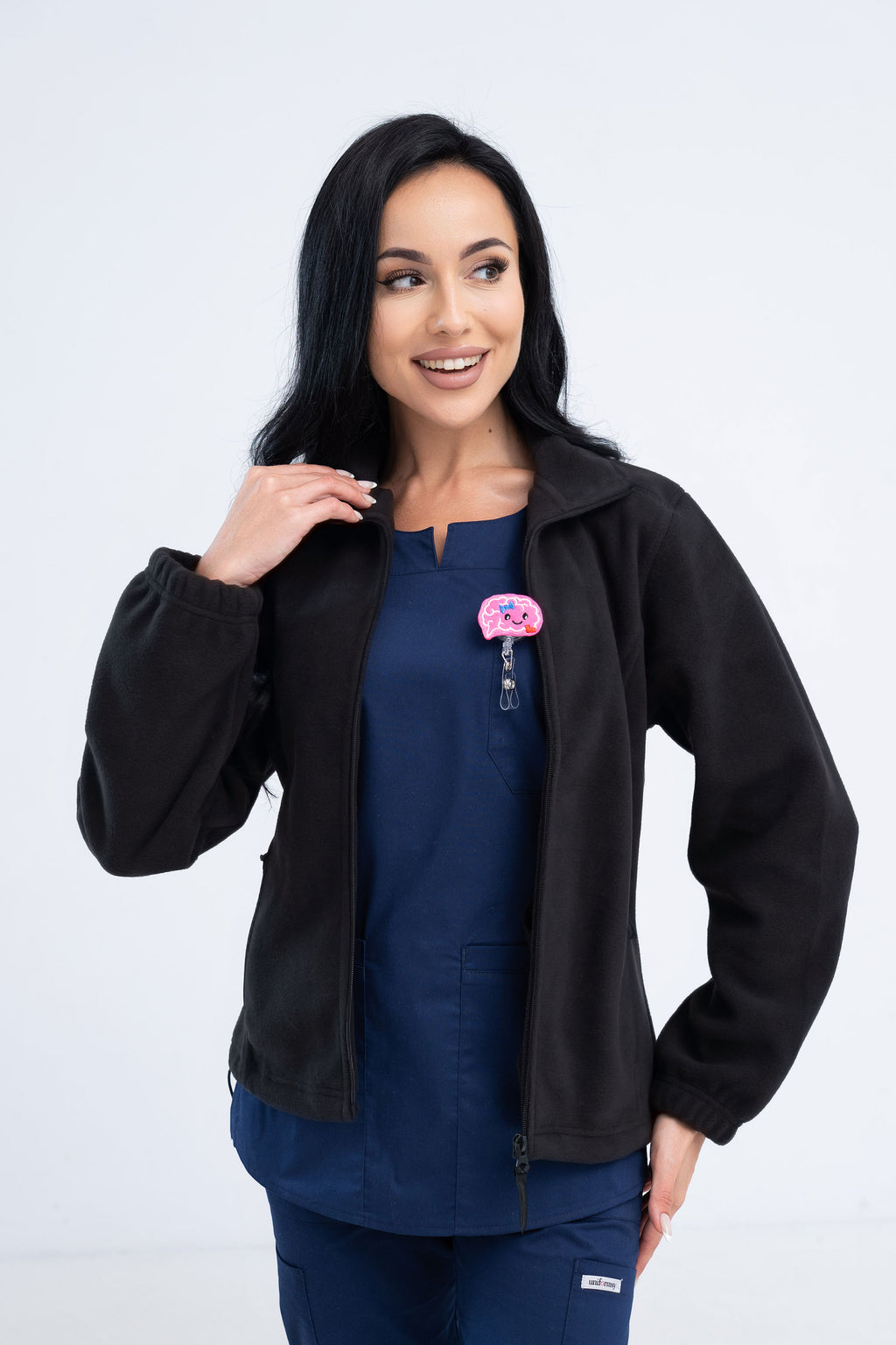 Polarowa bluza medyczna damska - kolor czarny