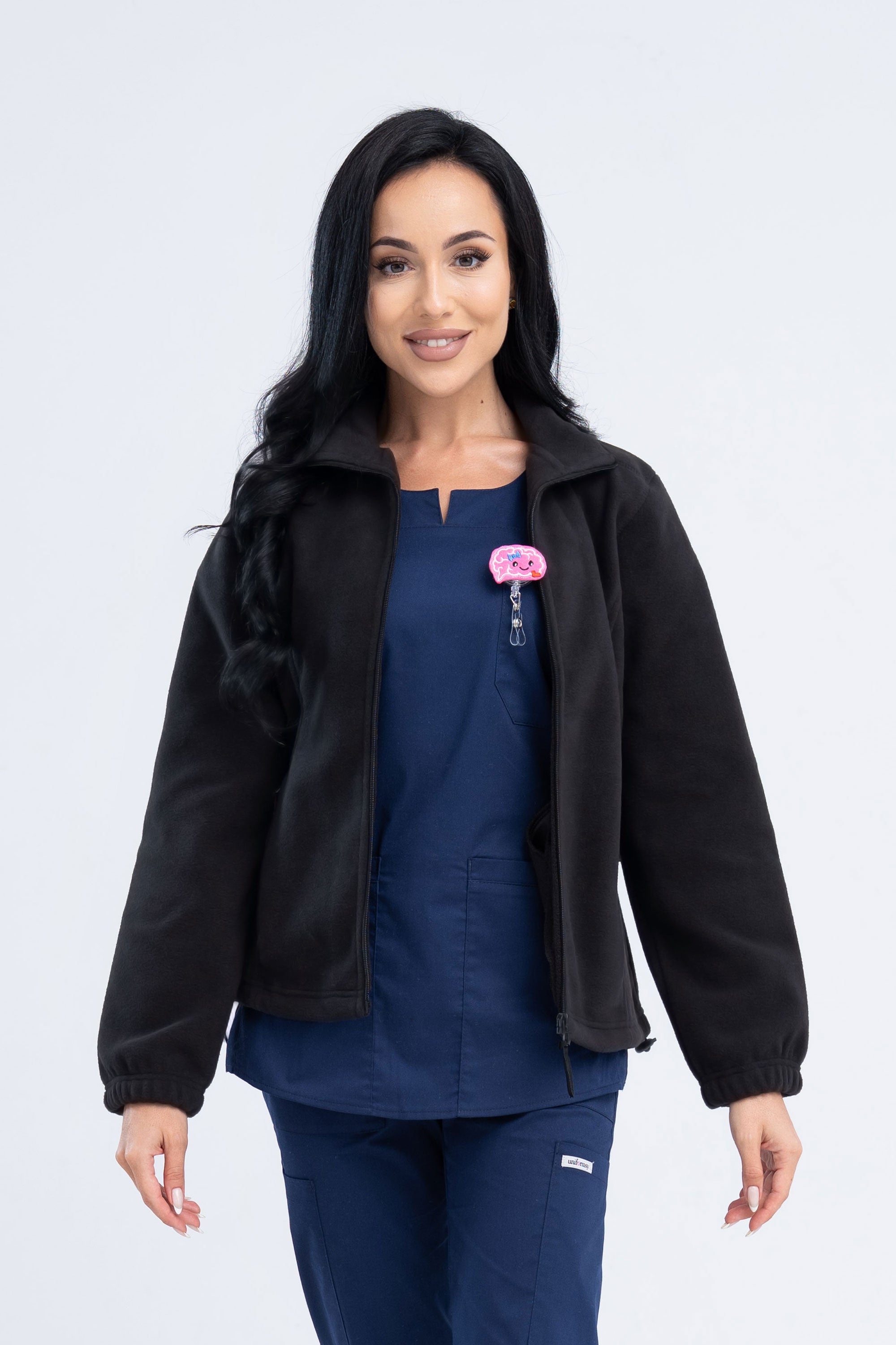 Polarowa bluza medyczna damska - kolor czarny