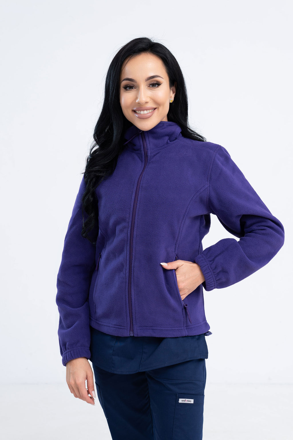 Polarowa bluza medyczna damska - kolor fioletowy