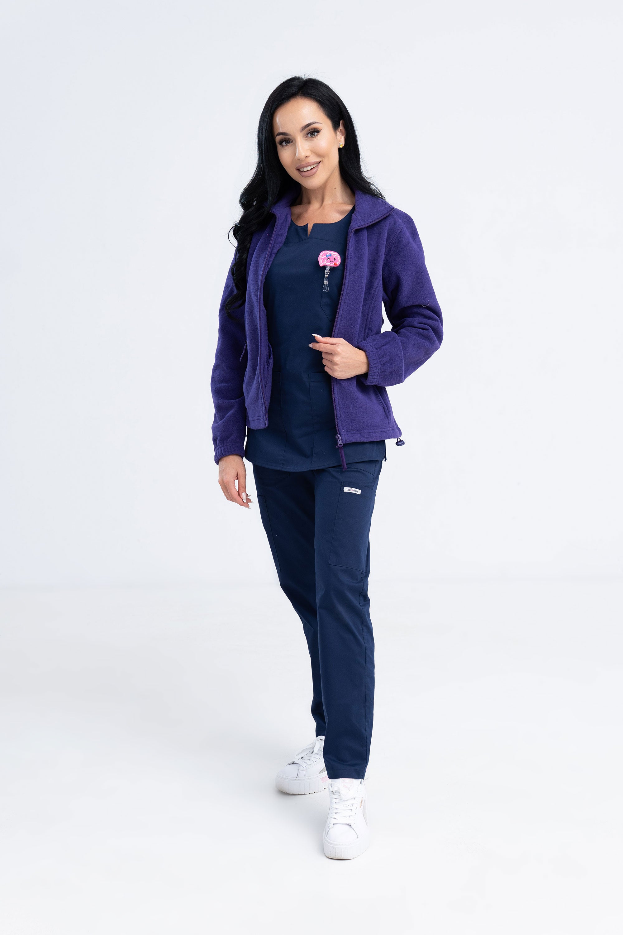 Polarowa bluza medyczna damska - kolor fioletowy