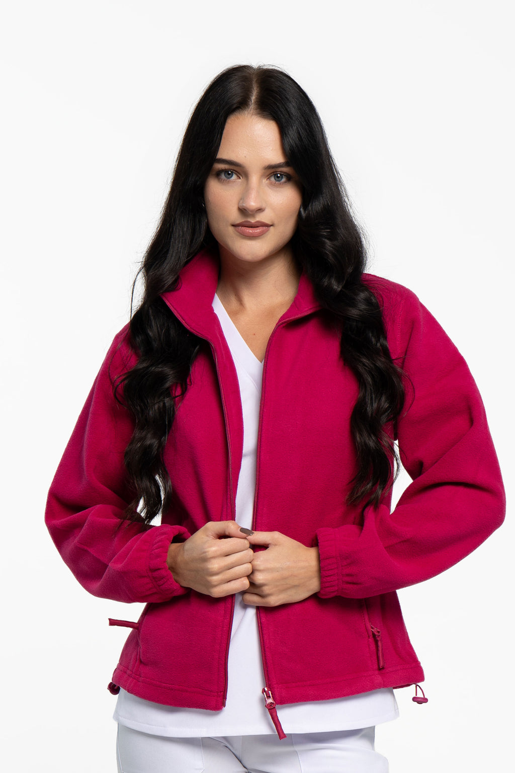 Polarowa bluza medyczna damska - kolor malinowy