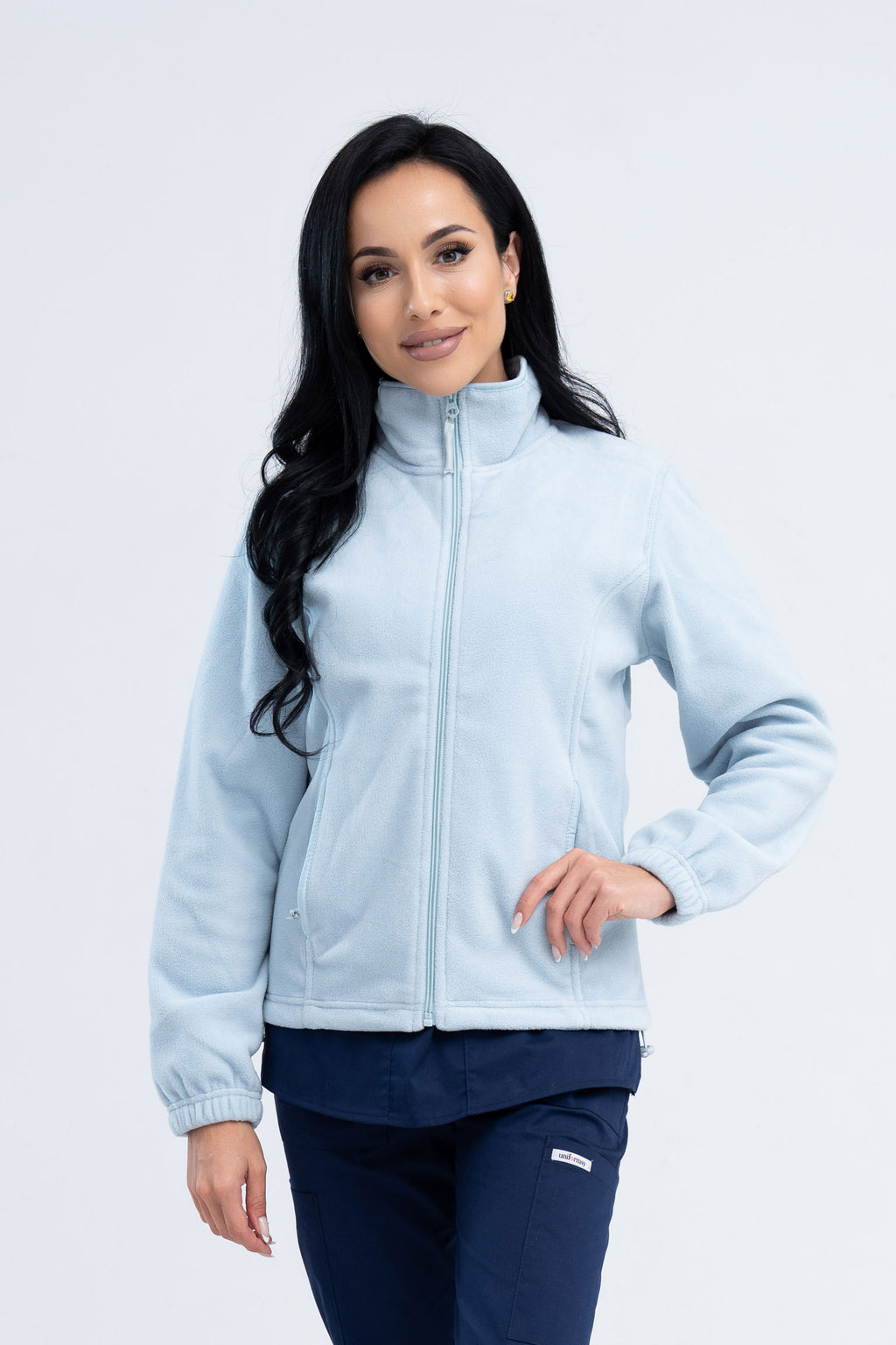 Polarowa bluza medyczna damska - kolor niebieski