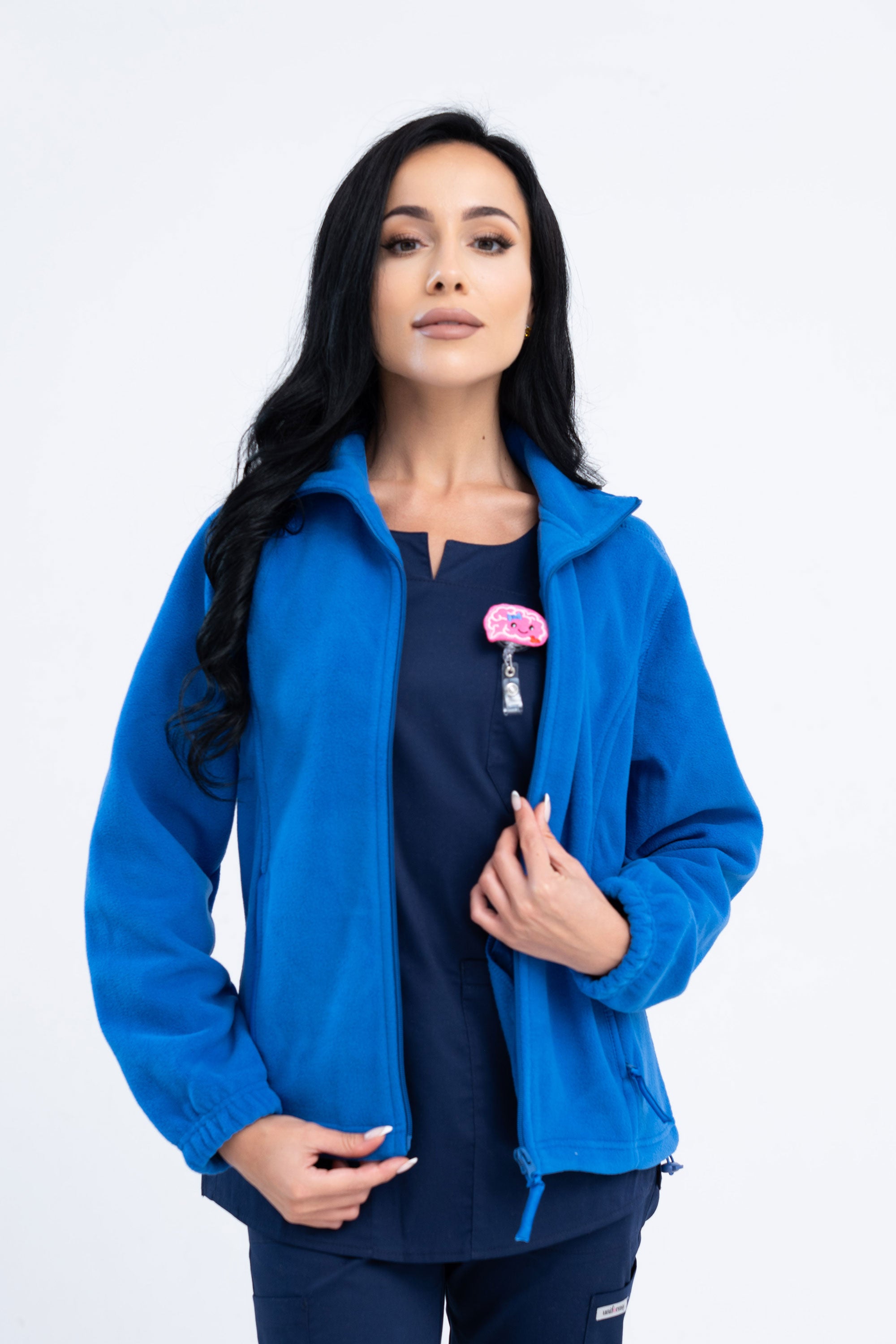 Polarowa bluza medyczna damska - kolor szafirowy