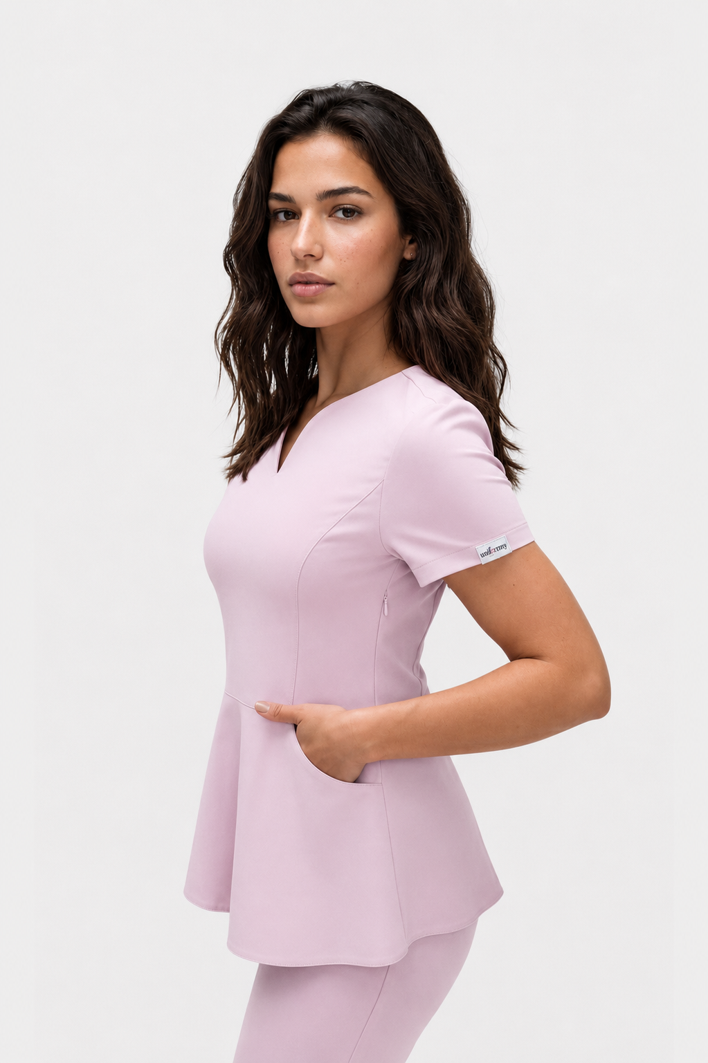 Bluza z baskinką Kate pudra rose