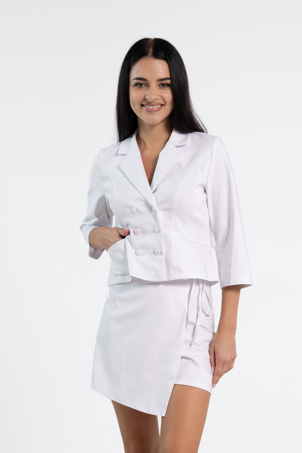 Kopertowe spódnico-spodenki premium - kolor silk white