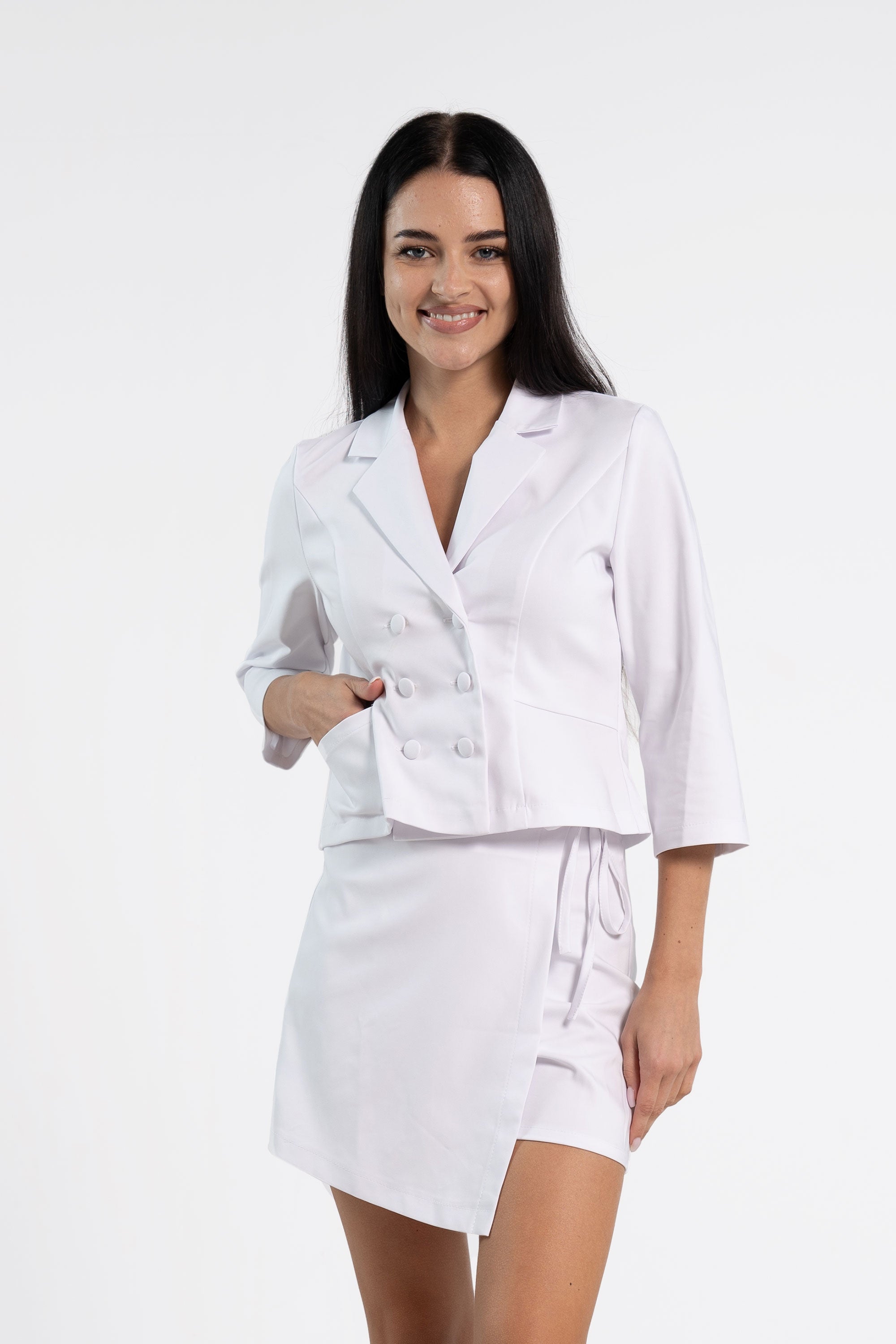 Kopertowe spódnico-spodenki premium - kolor silk white